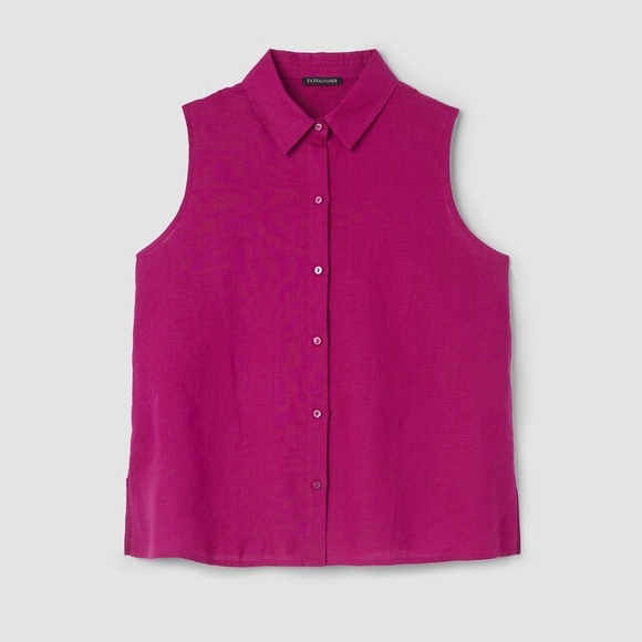 Eileen Fisher Tops - Eileen Fisher - Organic Handkerchief Linen Sleeveless Shirt - Color: Sangria
